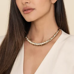 Outlet Gabriel & Co. Bujukan Clover - 14K White Yellow Gold Bujukan and Diamond Choker