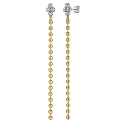 Gabriel & Co. Bujukan Clover - 14K White Yellow Gold Bujukan and Diamond Stud Drop Earrings
