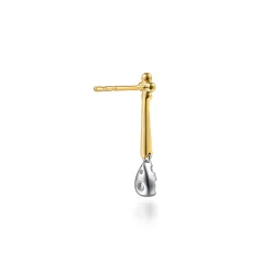 Clearance Gabriel & Co. Bujukan Clover - 14K White Yellow Gold Bujukan and Diamond Teardrop Stud Drop Earrings