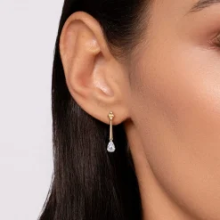 Clearance Gabriel & Co. Bujukan Clover - 14K White Yellow Gold Bujukan and Diamond Teardrop Stud Drop Earrings