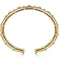 Outlet Gabriel & Co. Bujukan Clover - 14K White Yellow Gold Bujukan and Diamond Split Bangle Bracelet