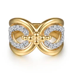 Online Gabriel & Co. Bujukan Clover - 14K Yellow Gold Bujukan Diamond Link Ring