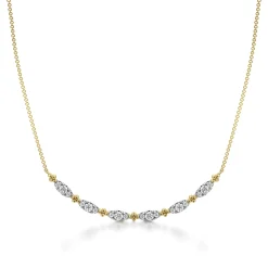 Clearance Gabriel & Co. Bujukan Clover - 14K Yellow Gold Curved Bujukan Bar Diamond Necklace