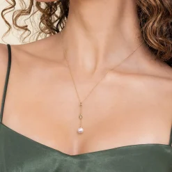 Hot Gabriel & Co. Bujukan Clover - 14K Yellow Gold Clover Bujukan and Pearl Drop Necklace