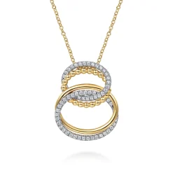 Hot Gabriel & Co. Bujukan Link - 14K White Yellow Gold Bujukan and Diamond Doule Row Link Drop Necklace
