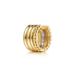 Online Gabriel & Co. Bujukan Link - 14K White Yellow Gold Bujukan and Diamond Huggie Earrings