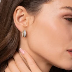 Online Gabriel & Co. Bujukan Link - 14K White Yellow Gold Bujukan and Diamond Huggie Earrings
