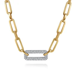 Sale Gabriel & Co. Bujukan Link - 14K White Yellow Gold Bujukan and Diamond Link Chain Necklace