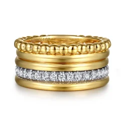 Sale Gabriel & Co. Bujukan Link - 14K White Yellow Gold Bujukan Diamond Easy Stackable Ring