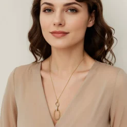 Clearance Gabriel & Co. Bujukan Link - 14K Yellow Gold Bujukan Diamond Link Pendant Necklace