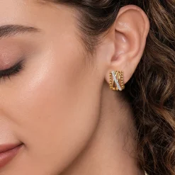 Sale Gabriel & Co. Bujukan Link - 14K Yellow Gold Bujukan Diamond Criss Cross J Hoop Earrings
