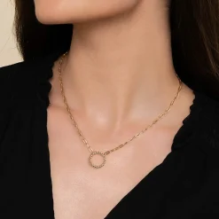 Hot Gabriel & Co. Bujukan Link - 14K Yellow Gold Chain Necklace with Bujukan Circle