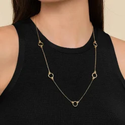 Sale Gabriel & Co. Bujukan Link - 14K Yellow Plain Gold Bujukan Clover Link Chain Station Necklace