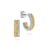 Sale Gabriel & Co. Bujukan Pave - J Hoop Earrings 14K White and Yellow Gold Diamond 0.35ct Bujukan