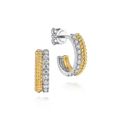 Sale Gabriel & Co. Bujukan Pave - J Hoop Earrings 14K White and Yellow Gold Diamond 0.35ct Bujukan