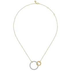 Gabriel & Co. Bujukan Pave - 14K White Yellow Gold Bujukan and Diamond Interlocking Pendant Necklace
