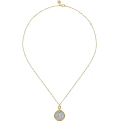 Discount Gabriel & Co. Bujukan Pave - 14K White Yellow Gold Bujukan and Diamond Pendant Necklace