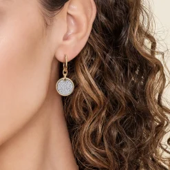 Outlet Gabriel & Co. Bujukan Pave - 14K White Yellow Gold Bujukan and Diamond Huggie Drop Earrings