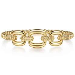 Online Gabriel & Co. Bujukan Pave - 14K Yellow Gold Bujukan and Cushion Link Chain Bangle Bracelet