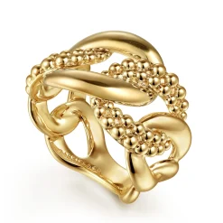 Clearance Gabriel & Co. Bujukan Pave - 14K Yellow Gold Bujukan Link Ring