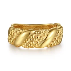 New Gabriel & Co. Bujukan Pave - 14K Yellow Plain Gold Bujukan Twisted Ring