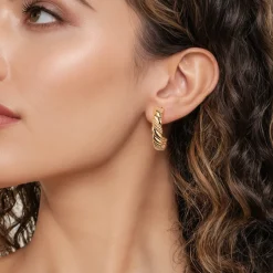 Online Gabriel & Co. Bujukan Pave - 14K Yellow Plain Gold Bujukan J Hoop Stud Earrings