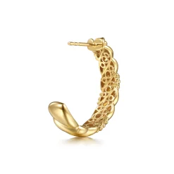 Online Gabriel & Co. Bujukan Pave - 14K Yellow Plain Gold Bujukan J Hoop Stud Earrings