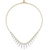 New Gabriel & Co. Bujukan Punk - 14K White Yellow Gold Bead Chain Bujukan and Diamond Spike Droplet Necklace