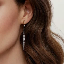 Best Gabriel & Co. Bujukan Punk - 14K White Yellow Gold Bujukan Diamond Stud Drop Earrings