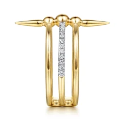 Gabriel & Co. Bujukan Punk - 14K Yellow Gold Bujukan Spike and Diamond Easy Stackable Ring