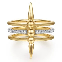 Gabriel & Co. Bujukan Punk - 14K Yellow Gold Bujukan Spike and Diamond Easy Stackable Ring