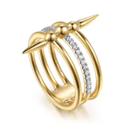Gabriel & Co. Bujukan Punk - 14K Yellow Gold Bujukan Spike and Diamond Easy Stackable Ring
