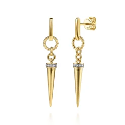 Online Gabriel & Co. Bujukan Punk - 14K Yellow Gold Bujukan Link and Diamond Bullet Stud Drop Earrings