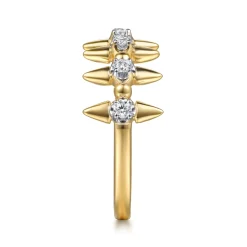 Clearance Gabriel & Co. Bujukan Punk - 14K Yellow Gold Bujukan and Diamond Bullet Stackable Ring