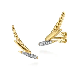 Sale Gabriel & Co. Bujukan Punk - 14K Yellow Gold Bujukan and Diamond Ear Climber Earrings