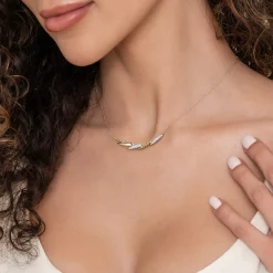 New Gabriel & Co. Bujukan Punk - 14K Yellow Gold Bujukan and Diamond Bar Necklace