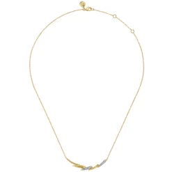 New Gabriel & Co. Bujukan Punk - 14K Yellow Gold Bujukan and Diamond Bar Necklace