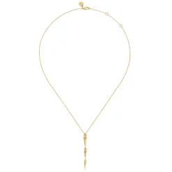 Gabriel & Co. Bujukan Punk - 14K Yellow Gold Bujukan Clover and Graduating Triangle Pyramid Drop Necklace