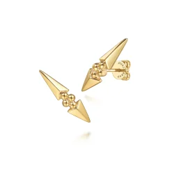 Clearance Gabriel & Co. Bujukan Punk - 14K Yellow Gold Bujukan Clover and Triangle Pyramid Ear Climber Earrings