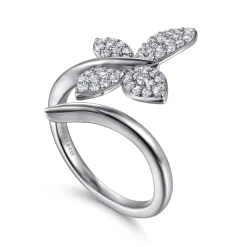 Discount Gabriel & Co. Butterfly - 14K White Gold Diamond Butterfly Bypass Ring
