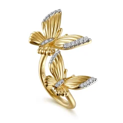 Hot Gabriel & Co. Butterfly - 14K Yellow Gold Diamond Butterfly Open Ring