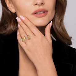 Hot Gabriel & Co. Butterfly - 14K Yellow Gold Diamond Butterfly Open Ring