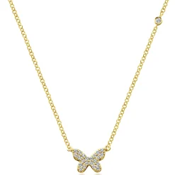 Online Gabriel & Co. Butterfly - 14K Yellow Gold Diamond Butterfly Pendant Necklace