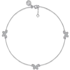 Online Gabriel & Co. Butterfly - 925 Sterling Silver and White Sapphire Butterfly Anklet