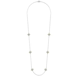 New Gabriel & Co. Byzantine Flower - 32 inch 18K Yellow and White Gold Filligree and Diamond Station Necklace