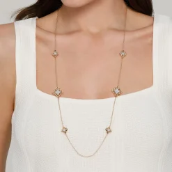 Online Gabriel & Co. Byzantine Flower - 32 Inch 18K Yellow Gold Bujukan and Diamond Floral Station Necklace
