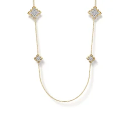 Gabriel & Co. Byzantine Flower - 18K White Yellow Gold Diamond Floral Station Necklace