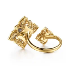 Clearance Gabriel & Co. Byzantine Flower - 18K White Yellow Gold Diamond Floral Open Ring
