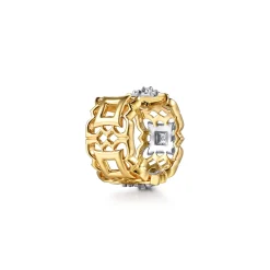 Hot Gabriel & Co. Byzantine Flower - 18K White Yellow Gold Diamond Floral Huggie Earrings