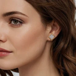 Hot Gabriel & Co. Byzantine Flower - 18K White Yellow Gold Graduating Diamond Floral Stud Earrings